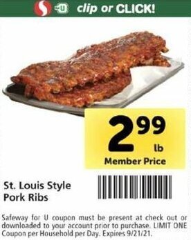 Safeway St. Louis Style Pork Ribs offer