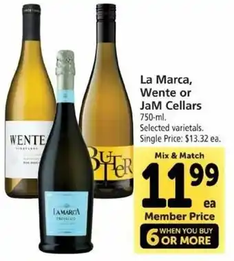 Safeway La Marca, Wente Or JaM Cellars 750 ml offer