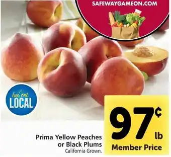Safeway Prirma Yellow Peaches Or Black Plums offer