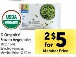Safeway O Organics Frozen Vegetables offer