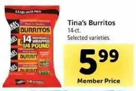 Safeway Tina's Burritos offer