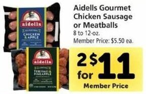 Safeway Aidells Gourmet Chicken Sausage Or Meatballs offer