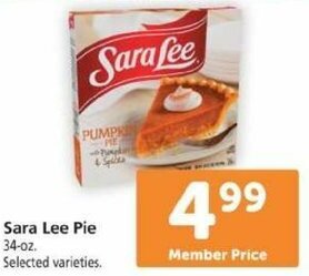Safeway Sara Lee Pie 34 oz offer