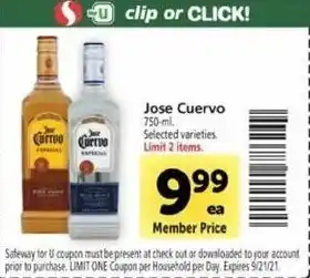 Safeway Jose Cuervo offer