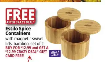 Ocean State Job Lot Estilo premium spice containers with magnetic swivel lids, set of 2, bamboo offer