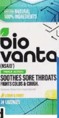Ocean State Job Lot Biovanta natural throat lozenges offer