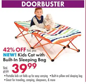 Boscov's Kids cot with built-in sleeping bag offer