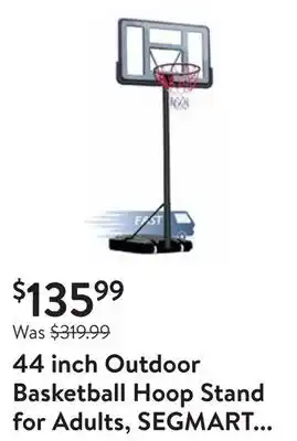 Walmart 44 inch outdoor basketball hoop stand for adults, segmart 4.9ft-10ft height adjustable portable offer
