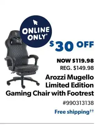 Sam's Club Arozzi mugello limited edition gaming chair with footrest offer