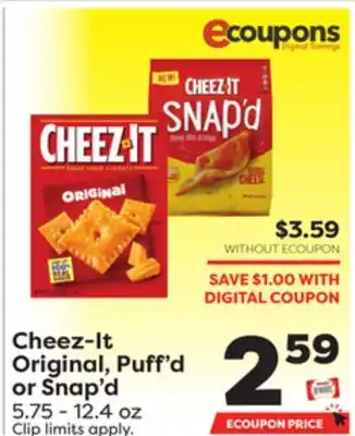 Weis Markets Cheez-it original, puff'd or snap'd offer