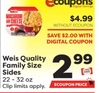 Weis Markets Weis quality family size sides offer