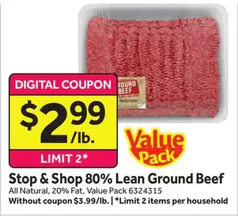 Stop&Shop Stop & shop 80% lean ground beef offer
