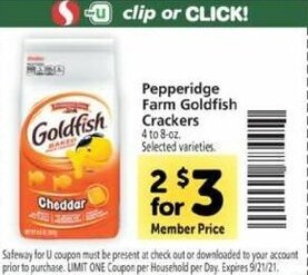 Safeway Pepperidge Farm Goldfish Crackers offer