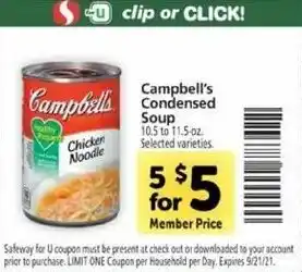 Safeway Campbell's Condensed Soup offer