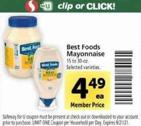 Safeway Best Foods Mayonnaise offer