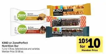 Safeway Kind Or ZonePerfect Nutrition Bar offer
