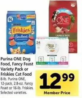 Safeway Purina One Dog Food, Fancy Feast Variety Pack Or Friskies Cat Food offer