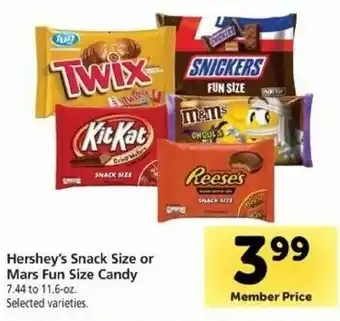 Safeway Hershey's Snack Size Or Mars Fun Size Candy offer