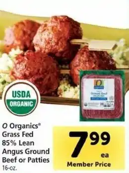 Safeway O Organics Grass Fed 85% Lean Angus Ground Beef Or Patties offer