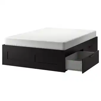 Ikea Brimnes bed frame with storage, black/luröy, queen offer