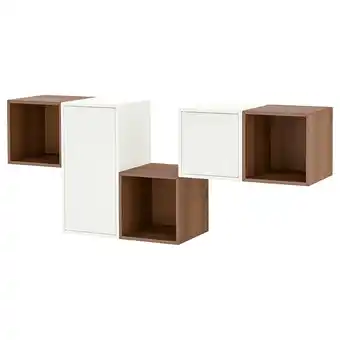 Ikea Eket wall-mounted cabinet combination, white/walnut effect, 68 7/8x13 3/4x27 1/2 offer