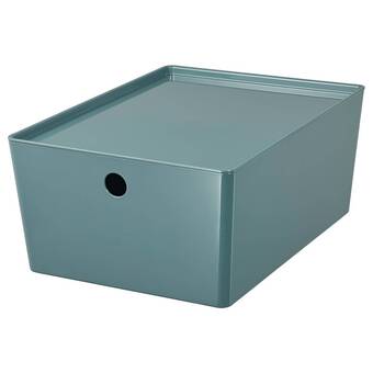 Ikea Kuggis storage box with lid, turquoise, 10 ¼x13 ¾x6 offer