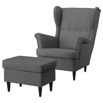Ikea Strandmon armchair and ottoman, nordvalla dark gray offer