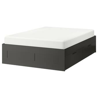 Ikea Brimnes bed frame with storage, gray, queen offer