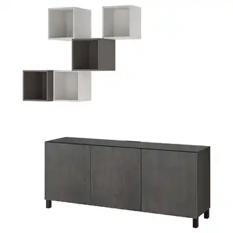 Ikea Bestå / eket tv/storage combination, black-brown kallviken/stubbarp/dark gray concrete effect, 70 7/8x16 1/2x86 5/8 offer