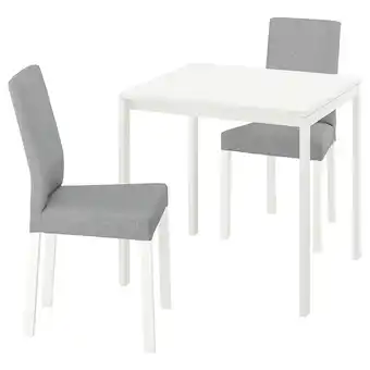 Ikea Melltorp / kättil table and 2 chairs, white/knisa light gray, 29 1/2 offer