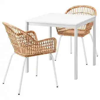 Ikea Melltorp / nilsove table and 2 chairs, white rattan/white, 29 1/2x29 1/2 offer