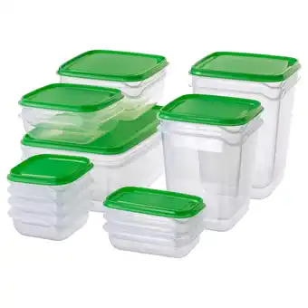 Ikea Pruta food container, set of 17, clear/green offer