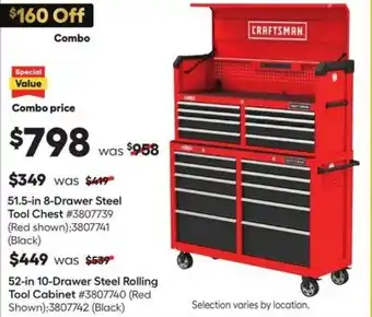 Lowe's 51.5-in 8-Drawer Steel Tool Chest offer