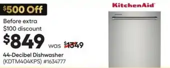 Lowe's KitchenAid 44-Decibel Dishwasher offer