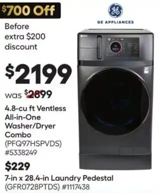Lowe's 4.8-cu ft Ventless All-in-One Washer/Dryer Combo offer