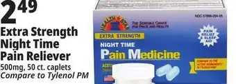 Ocean State Job Lot Health star night time extra strength 500 mg acetaminophen pain reliever caplets, 50 caplets offer