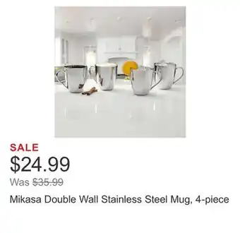 Costco Mikasa double wall stainless steel mug, 4-piece offer