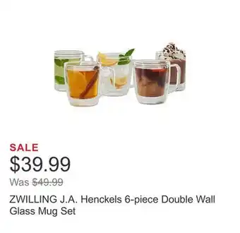 Costco Zwilling j.a. henckels 6-piece double wall glass mug set offer