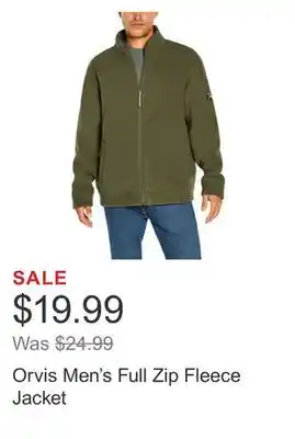 Costco Orvis men's full zip fleece jacket offer
