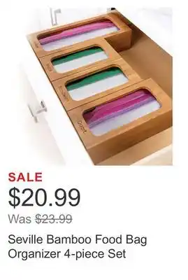 Costco Seville bamboo food bag organizer 4-piece set offer