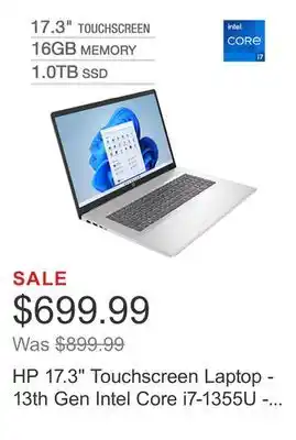 Costco Hp 17.3 touchscreen laptop - 13th gen intel core i7-1355u - windows 11 offer