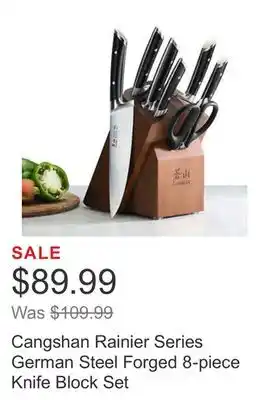 Costco Cangshan rainier series german steel forged 8-piece knife block set offer