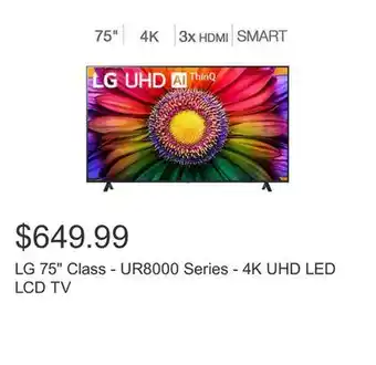 Costco Lg 75 class - ur8000 series - 4k uhd led lcd tv offer