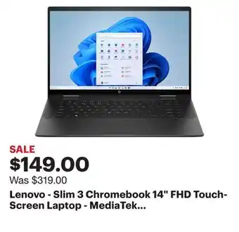 Best Buy Lenovo - slim 3 chromebook 14 fhd touch-screen laptop - mediatek kompanio 520 - 4gb memory - 64gb emmc - abyss blue offer
