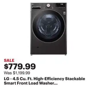 Best Buy Lg - 4.5 cu. ft. high-efficiency stackable smart front load washer with steam and built-in intelligence - black steel offer