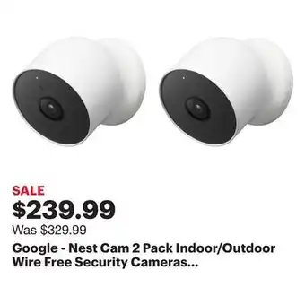 Best Buy Google - nest cam 2 pack indoor/outdoor wire free security cameras - snow offer