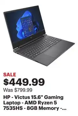 Best Buy Hp - victus 15.6 gaming laptop - amd ryzen 5 7535hs - 8gb memory - nvidia geforce rtx 2050 - 512gb ssd - mica silver offer