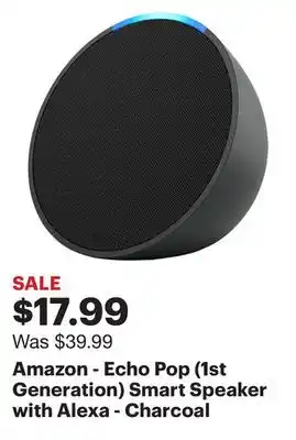 Best Buy Amazon - echo pop (1st generation) smart speaker with alexa - charcoal offer