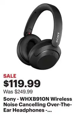Best Buy Sony - whxb910n wireless noise cancelling over-the-ear headphones - black offer