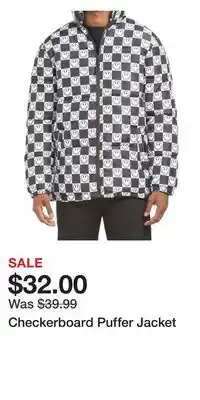 TJ Maxx Checkerboard puffer jacket offer